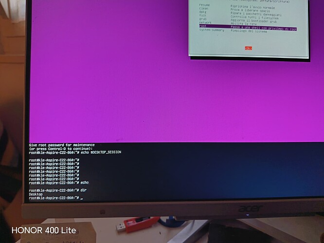 ...questa foto per far vedere che sto lavorando in root (recovery mode)
